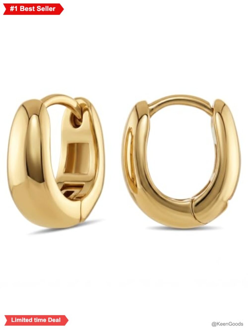 14K Gold Plated Huggie Hoop Earrings Small Lightweight Hypoallergenic